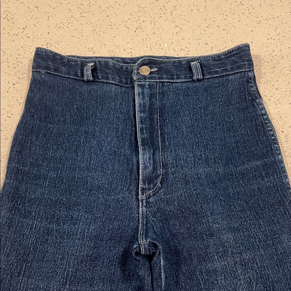 Vintage 1970s VISA Cotton Super High Rise Straight Leg Blue Denim Jeans Size 26 - Picture 4 of 12